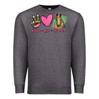 Charcoal Heather peace love horses Premium Sweatshirt - RanaPortraitStore