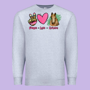 Peace Love Horses Premium Sweatshirt Designed By Ranaportraitstore