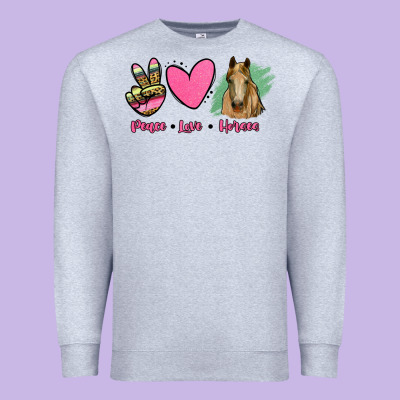 Peace Love Horses Premium Sweatshirt Designed By Ranaportraitstore