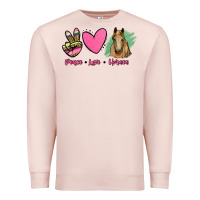 Pale Pink peace love horses Premium Sweatshirt - RanaPortraitStore