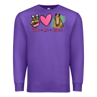 Purple peace love horses Premium Sweatshirt - RanaPortraitStore