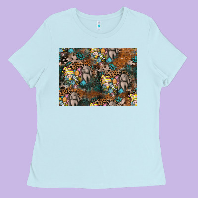 Easter Pattern Ladies Tee Designed By Cowhidedigitalart