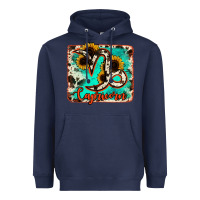 Navy capricorn turquoise cowhide Heavyweight Hoodie - RanaPortraitStore