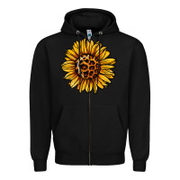 Black sunflower leopard Zipper Hoodie - Jasminsmagicworld