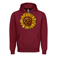 Burgundy sunflower leopard Zipper Hoodie - Jasminsmagicworld