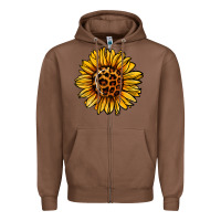 Chestnut sunflower leopard Zipper Hoodie - Jasminsmagicworld