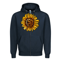 Navy sunflower leopard Zipper Hoodie - Jasminsmagicworld