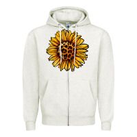 Oatmeal Heather sunflower leopard Zipper Hoodie - Jasminsmagicworld