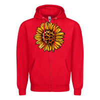 Red sunflower leopard Zipper Hoodie - Jasminsmagicworld