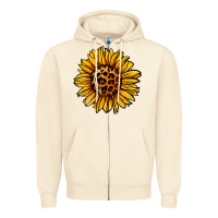 Sandshell sunflower leopard Zipper Hoodie - Jasminsmagicworld