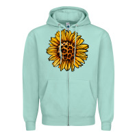 Seafoam sunflower leopard Zipper Hoodie - Jasminsmagicworld