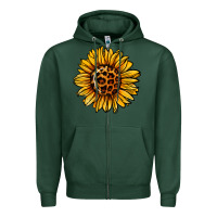 Sports Green sunflower leopard Zipper Hoodie - Jasminsmagicworld