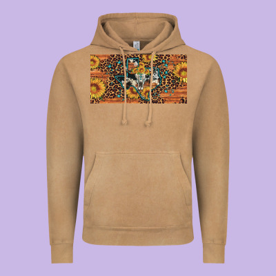 Texas Map Bull Skull Sunflower Leopard Licence Plate Vintage Hoodie Designed By Artiststas