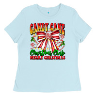 Baby Blue Candy Cane Christmas Club Ladies Tee - CowhideDigitalArt