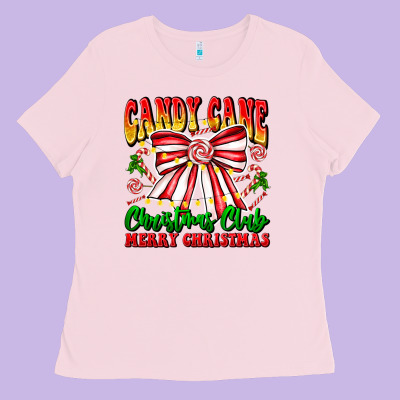 Candy Cane Christmas Club Ladies Tee Designed By Cowhidedigitalart
