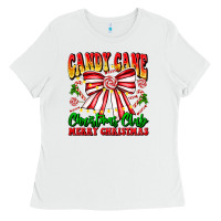 White Candy Cane Christmas Club Ladies Tee - CowhideDigitalArt