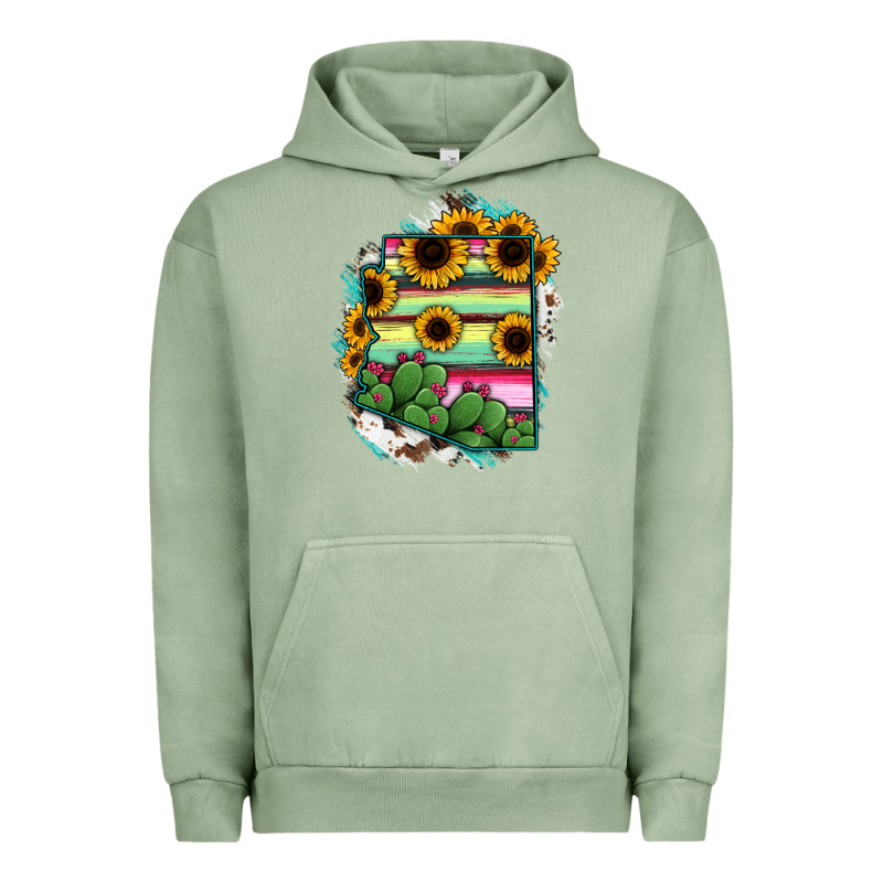 Arizona Map Sunflower Cactus Serape Urban Hoodie by RanaPortraitStore | Teevron