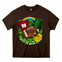 Chocolate Brown St. Patrick's Day American Football Heavy Core Tee - FaDigitalArtStudio
