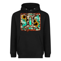 Black gemini turquoise cowhide Heavyweight Hoodie - RanaPortraitStore