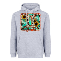 Heather Grey gemini turquoise cowhide Heavyweight Hoodie - RanaPortraitStore