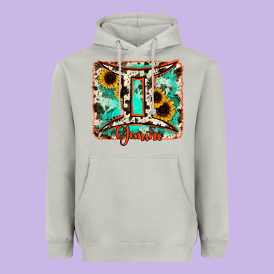 Gemini Turquoise Cowhide Heavyweight Hoodie Designed By Ranaportraitstore