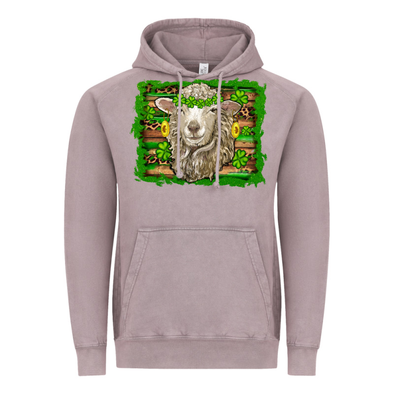 St Patricks Day Sheep Shamrock Gold  Serape Leopard Glitter Vintage Hoodie by Artiststas | Teevron
