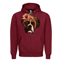 Burgundy floral boxer Zipper Hoodie - Jasminsmagicworld