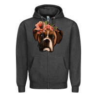 Charcoal Heather floral boxer Zipper Hoodie - Jasminsmagicworld