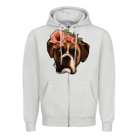 Dove Grey floral boxer Zipper Hoodie - Jasminsmagicworld