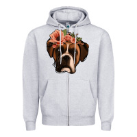 Heather Grey floral boxer Zipper Hoodie - Jasminsmagicworld