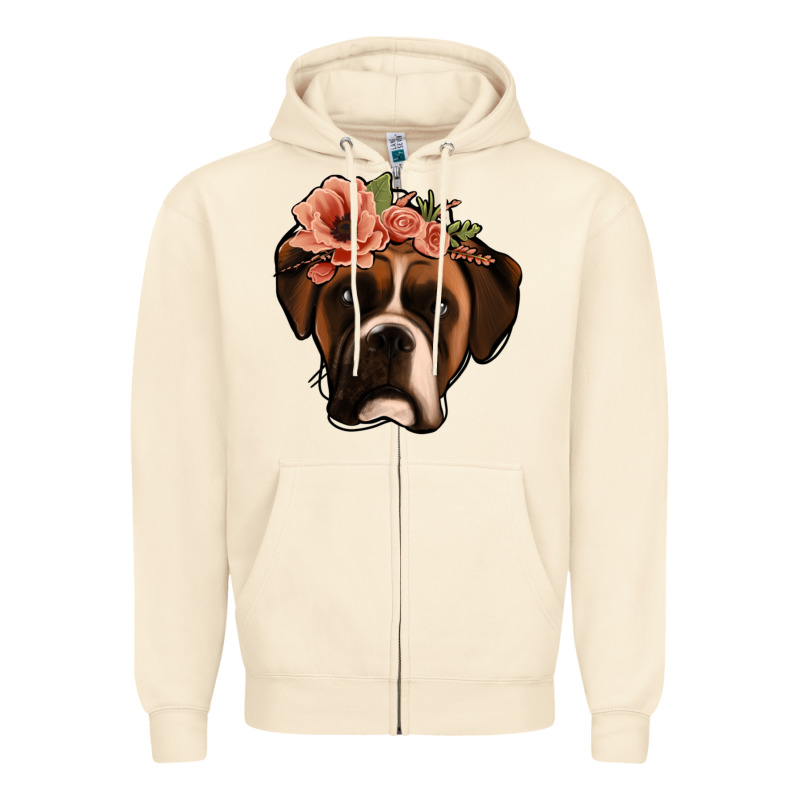 Floral Boxer Zipper Hoodie by Jasminsmagicworld | Teevron