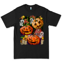 Black Halloween Pumpkins Premium Tee - BundleAndBundleShop