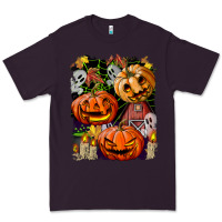 Plum Halloween Pumpkins Premium Tee - BundleAndBundleShop