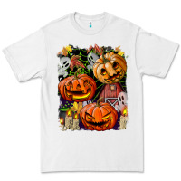 White Halloween Pumpkins Premium Tee - BundleAndBundleShop