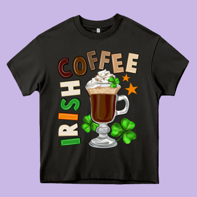 Irish Coffee St. Patrick's Day Heavy Core Tee Designed By Fadigitalartstudio