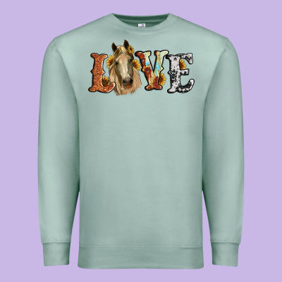 Love Horse Sunflower Premium Sweatshirt Designed By Ranaportraitstore