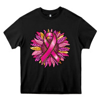 Black breast cancer sunflower Heavy Core Tee - RanaPortraitStore