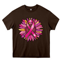 Chocolate Brown breast cancer sunflower Heavy Core Tee - RanaPortraitStore