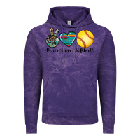 Cloud Purple peace love softball Vintage Hoodie - Artiststas