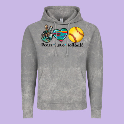 Peace Love Softball Vintage Hoodie Designed By Artiststas