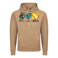 Vintage Coffee peace love softball Vintage Hoodie - Artiststas