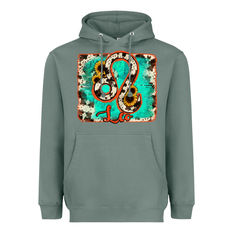 Leo Turquoise Cowhide Heavyweight Hoodie by RanaPortraitStore | Teevron