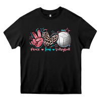 Black Peace Love Volleyball Heavy Core Tee - FaDigitalArtStudio