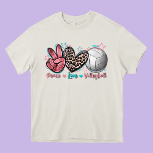 Peace Love Volleyball Heavy Core Tee Designed By Fadigitalartstudio