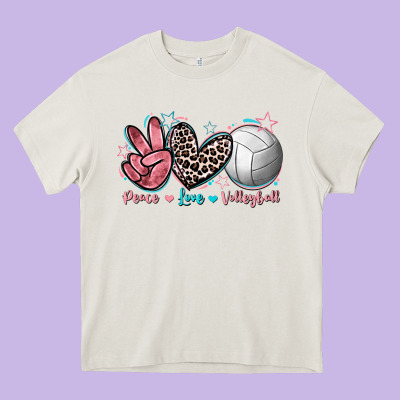 Peace Love Volleyball Heavy Core Tee Designed By Fadigitalartstudio