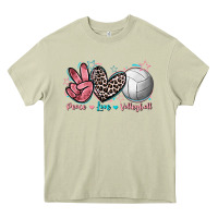 Mossy Peace Love Volleyball Heavy Core Tee - FaDigitalArtStudio