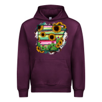 Mauve Wine Arkansas Map Sunflower Cactus Serape Urban Hoodie - RanaPortraitStore