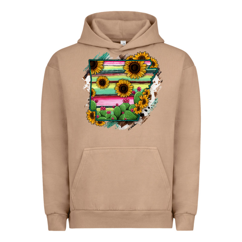 Arkansas Map Sunflower Cactus Serape Urban Hoodie by RanaPortraitStore | Teevron