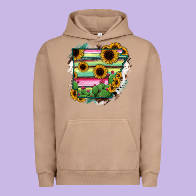Arkansas Map Sunflower Cactus Serape Urban Hoodie Designed By Ranaportraitstore