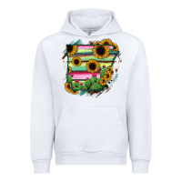 White Arkansas Map Sunflower Cactus Serape Urban Hoodie - RanaPortraitStore